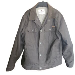 Woolrich Men’s Large Sherpa Lined Utility Coat | Brown Canvas Barn Jacket